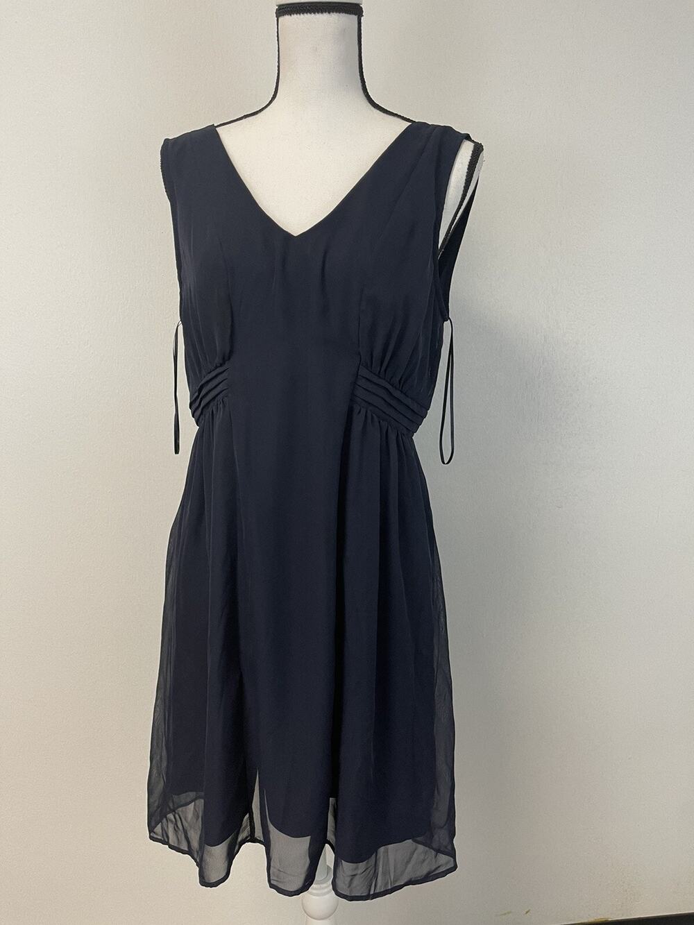 NAFNAF Dress Womens Size 2 A Line Mini Blue V Neck Sleeveless Navy N165